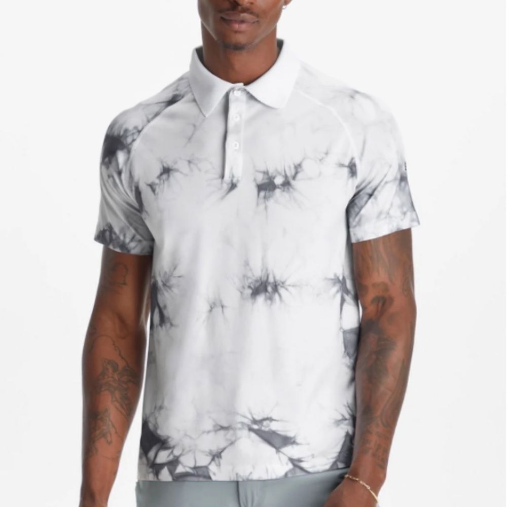 Fabletics- White & Grey Tie Dye Training Day Polo